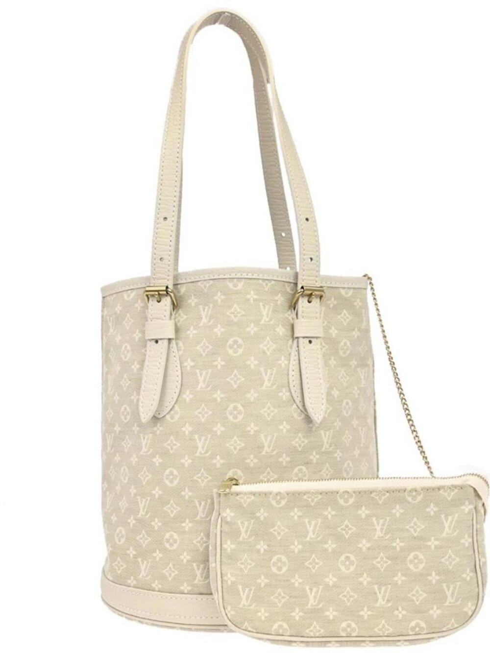 Louis Vuitton Monogram Mini Lin Bucket PM Tote Handbag M95316 FL0057 168236